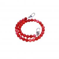 Bag Straps, Flat Flower Agate, with Zinc Alloy, Round, silver color plated, DIY, red, 10mm Approx 48.5 cm 