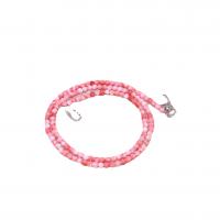 Bag Straps, Chalcedony, with Zinc Alloy, Round, silver color plated, DIY, pink, 6mm Approx 87 cm 