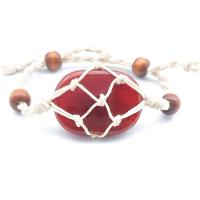 Red Agate Bracelets, with Cotton & Wood, Unisex, 30-50mm .1 Inch 