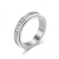 Titanium Steel Finger Ring, plated, Unisex & with rhinestone 5mm 