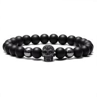 Abrazine Stone Bracelet, with Brass, Skull, fashion jewelry & Unisex & micro pave cubic zirconia 8mm Approx 7.48 Inch 