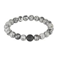 Map Stone Bracelet, with Brass, fashion jewelry & Unisex & micro pave cubic zirconia 8mm,10mm Approx 7.48 Inch 