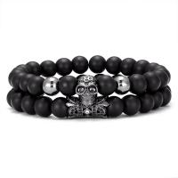 Abrazine Stone Bracelet, with Brass, Skull, 2 pieces & fashion jewelry & Unisex & micro pave cubic zirconia 8mm Approx 7.48 Inch 