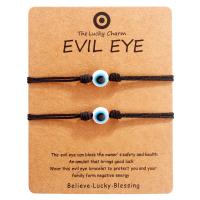 Evil Eye Jewelry Bracelet, Polyester Cord, with Lampwork, Flat Round, handmade, 2 pieces & fashion jewelry & Unisex & evil eye pattern & adjustable 8mm cm 
