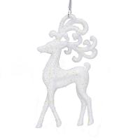 Plastic Christmas Tree Decoration, with Sequins, Christmas Reindeer, Christmas jewelry white 