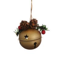 Iron Christmas Tree Decoration, with Wood & Plastic, Christmas Bell, brushwork, Christmas jewelry 