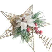 Iron Christmas Tree Top Star, with Linen & Plastic, Christmas jewelry 