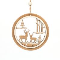 Wood Christmas Tree Decoration, brushwork & Christmas jewelry, coffee color 