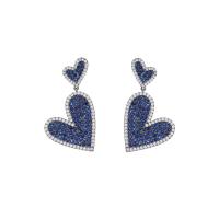 Cubic Zirconia Micro Pave Brass Earring, Heart, plated, fashion jewelry & micro pave cubic zirconia & for woman 