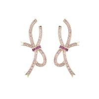 Cubic Zirconia Micro Pave Brass Earring, Bowknot, plated, fashion jewelry & micro pave cubic zirconia & for woman 