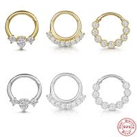 Nose Piercing Jewelry, 925 Sterling Silver, plated & micro pave cubic zirconia & for woman 8mm 