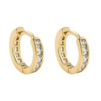 Brass Huggie Hoop Earring, gold color plated & micro pave cubic zirconia & for woman, gold 