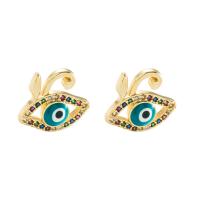 Evil Eye Earrings, Brass, gold color plated & micro pave cubic zirconia & for woman & enamel 