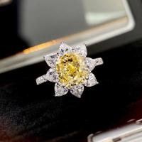 Кубическое цирконовое латунное кольцо, Латунь, Форма цветка, покрытый платиной, разный размер для выбора & Женский & с кубическим цирконием размер:6-10, продается PC