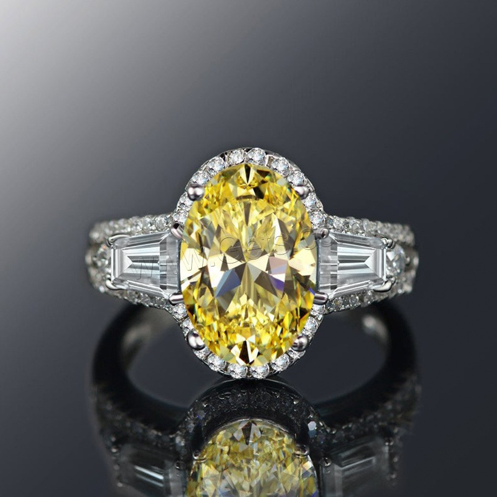 Zirkonia Messing Finger Ring, oval, platiniert, verschiedene Größen vorhanden & für Frau & mit kubischem Zirkonia, keine, 8x5mm, Größe:6-10, verkauft von PC