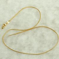 Brass Chain Necklace, 18K gold plated, DIY & snake chain, 1.2mm Approx 17.71 Inch 
