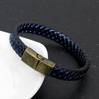 Copper Alloy Bracelet, with leather cord, fashion jewelry & Unisex Approx 8.27 Inch 