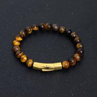 Gemstone Bracelets, Natural Stone, with 304 Stainless Steel & Unisex, 8mm Approx 7.87 Inch 
