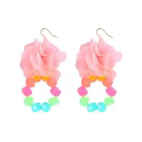 Resin Drop Earring, Cloth, with Resin & Zinc Alloy, fashion jewelry & for woman, multi-colored 