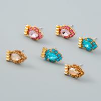 Zinc Alloy Rhinestone Stud Earring, with Acrylic, gold color plated, fashion jewelry & for woman & with rhinestone 