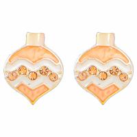 Zinc Alloy Rhinestone Stud Earring, gold color plated, fashion jewelry & for woman & enamel & with rhinestone, orange 
