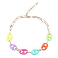 Resin Zinc Alloy Necklace, with Resin, with 8.3cm extender chain, gold color plated, fashion jewelry & for woman, multi-colored .18 Inch 