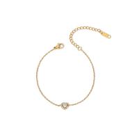 Stainless Steel Charm Bracelet, 304 Stainless Steel, with Cubic Zirconia, with 5cm extender chain, Heart, Vacuum Ion Plating, fashion jewelry & for woman, golden, 8mm Approx 17 cm 