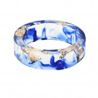 Anillo de dedo de resina, con Hoja de oro, Donut, engomada de gota, Diferente diámetro interior para la elección & unisexo, azul, Vendido por UD