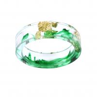 Anillo de dedo de resina, con Hoja de oro, Donut, engomada de gota, Diferente diámetro interior para la elección & unisexo, verde, Vendido por UD