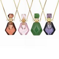 Crystal Perfume Bottle Necklace, with Brass, with 1.97 extender chain, gold color plated, Unisex .72 Inch 