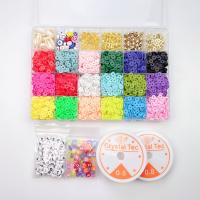 DIY Bracelet Beads Set, Polymer Clay, Elastic Thread & beads, with Plastic Box & Zinc Alloy & Acrylic, mixed colors 