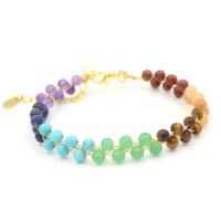 Gemstone Bracelets, Zinc Alloy, with Gemstone, with 1.97inch extender chain, Double Layer & fashion jewelry & Unisex Approx 7.48 Inch 