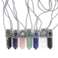 Gemstone Necklaces, with Cotton Cord, fashion jewelry & Unisex Approx 31.5 Inch 