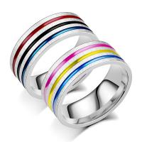 Titanium Steel Finger Ring, Donut, Vacuum Ion Plating, fashion jewelry & Unisex & enamel US Ring 