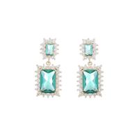 Cubic Zircon (CZ) Drop Earring, Brass, Square, gold color plated, fashion jewelry & micro pave cubic zirconia & for woman 