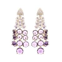 Cubic Zircon (CZ) Drop Earring, Brass, Grape, plated, fashion jewelry & micro pave cubic zirconia & for woman 