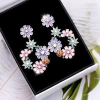 Cubic Zircon (CZ) Drop Earring, Brass, Flower, plated, fashion jewelry & micro pave cubic zirconia & for woman 