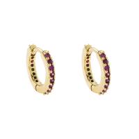 Brass Huggie Hoop Earring, gold color plated, micro pave cubic zirconia & for woman 12mm 