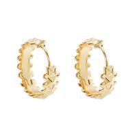 Brass Huggie Hoop Earring, gold color plated & micro pave cubic zirconia & for woman, gold 