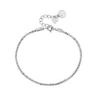 Pearl Sterling Silver Bracelets, 925 Sterling Silver, with Shell Pearl, plated, fashion jewelry & for woman 185mm 