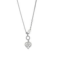 Brass Jewelry Necklace, with 1.97inch extender chain, Heart, silver color plated, fashion jewelry & for woman Approx 15.75 Inch 