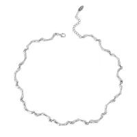 Collar en Cadena de Latón, metal, con 1.97inch extender cadena, chapado en color de plata, Joyería & para mujer, longitud:aproximado 13.78 Inch, Vendido por UD