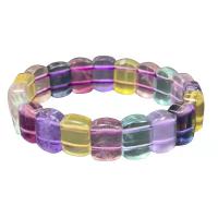 Colorful Fluorite Bracelet, Square, for woman, multi-colored Approx 18 cm 