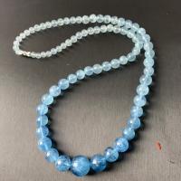 Aquamarine Necklace, Round, graduated beads & for woman, blue, 5-14mm Approx 38 cm 