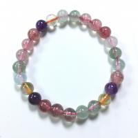 Strawberry Quartz bracelet, Rond, pour femme, couleurs mélangées, 7.3-7.6mm Environ 18 cm, Vendu par PC