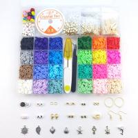 DIY Bracelet Beads Set, Polymer Clay, Elastic Thread & beads & scissors​ & tweezers & pendant, with Plastic Box & Zinc Alloy & Acrylic, mixed colors 