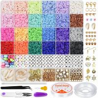 DIY Bracelet Beads Set, Polymer Clay, Elastic Thread & beads & scissors​ & tweezers, with Plastic Box & Zinc Alloy & Acrylic, mixed colors 