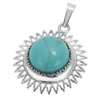 Gemstone Zinc Alloy Pendants, with Gemstone, fashion jewelry & Unisex 