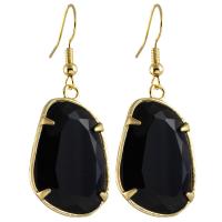 Gemstone Drop Earring, Zinc Alloy, with Gemstone, fashion jewelry & for woman, golden, 25*18*4mm,46mm 