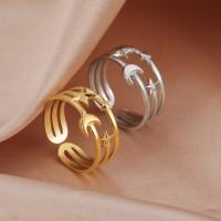 Stainless Steel Finger Ring, 304 Stainless Steel, Moon and Star, fashion jewelry & for woman 1mm 